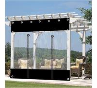 Tende impermeabili in PVC trasparente con occhielli, pannelli laterali per esterni, resistenti alle intemperie, per patio, veranda, pergolato, giardino, include porta con cerniera, 270 x 230 cm