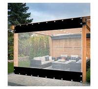Tende impermeabili per pergola, in PVC, resistenti, 0,5 mm, pannelli laterali con occhielli per gazebo e portico, colore nero, dimensioni: 1,5 x 2 m, soluzione per la privacy all'aperto