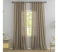 Tende in iuta di lino, lunghezza 364 cm, per pavimenti alti, soffitti, ville e soggiorni, con ganci posteriori plissettati, facili da aprire, scorrevoli, semitrasparenti, 365,8 cm, extra lunghe a 2