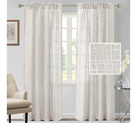 Tende in Lino Tende in Misto Lino Naturale per Soggiorno Tende in Tela di Lino Testurizzate Tende Filtranti Leggere Tende Semitrasparenti con Passanti Nascosti 2 Pezzi (Off White,2x 132x240 cm)