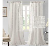 Tende in Lino Tende in Misto Lino Naturale per Soggiorno Tende in Tela di Lino Testurizzate Tende Filtranti Leggere Tende Semitrasparenti con Passanti Nascosti 2 Pezzi (Off White,2x 132x274 cm)