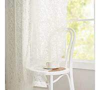 Tende in pizzo avorio lunghe 243,8 cm - tende trasparenti in pizzo rustico stile boho, con motivo cachemire floreale, per la vecchia casa, set da 2, 52 x 96 l, avorio