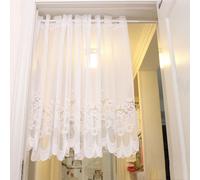 Tende in pizzo per la privacy, voile vintage con ricami floreali e passante per asta per un design elegante, il tessuto trasparente aggiunge una