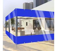 Tende in PVC resistenti e impermeabili, copertura trasparente per esterni, per garage, veranda, gazebo e terrazza, ispessite con occhielli (blu, 5,5 m x 5,5 m)