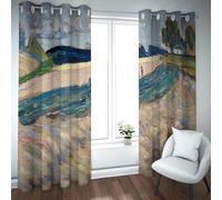 Tende in stile rurale Paesaggio con campo giallo Stampe di pittura famose Trattamento finestra oscurante Camera da letto Soggiorno tende termica W200xL210cm 2 pannelli