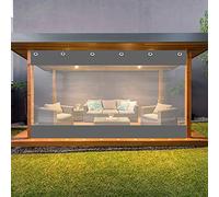 Tende in vinile personalizzabili per esterni con pannello trasparente in telone - 100% resistente alle intemperie, design perforato per pergole, portici e gazebo (4,8 x 2,5 m)
