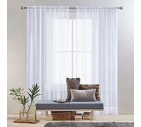 Tende in voile bianco, 50 x 50 cm, tende trasparenti per finestre per soggiorno e camera da letto, effetto lino, lavabili, eleganti decorazioni per la casa, filtrano la luce, bianche