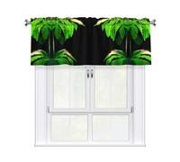 Tende in voile trasparente con foglie di banana sotto la luce, per piccole finestre, cucina, bar, un pannello, 137 x 45 cm