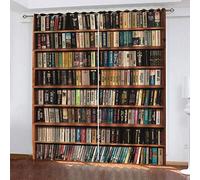Tende Libreria Oscuranti per Interni per Camera da Letto con Occhielli, Tenda Termica Isolante Oscurante Biblioteca Stampa in 3D Tende Adolescente Adulto per Soggiorno 2 Pezzi 117x183 cm