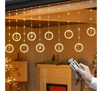 Tende Luminosa Natale Con Telecomando, 3 M Luci Natale Impermeabili, Christmas Lights Decorazioni Natalizie Per Interno, Esterno, Giardino