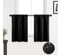 Tende lunghe 91 cm per finestra del bagno, set piccolo impermeabile, 2 pannelli, tenda corta nera per finestra della doccia/decorazione del bagno, oscuramento della stanza, oscuramento della luce,