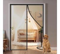 tende magnetiche estive, Zanzariera 2 Porte Bianco Nero Multi Dimensioni Camera Dei Bambini(Black,120x220cm)