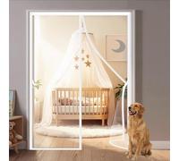tende magnetiche estive, Zanzariera 2 Porte Bianco Nero Multi Dimensioni Camera Dei Bambini(White,100x220cm)