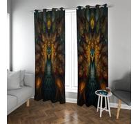 tende Modern Elegance Pattern delle piume della coda fiorite del pavone tende oscuranti per camera da letto e soggiorno tende termicamente isolate 2 pannelli (W160xL183cm ciascuno)