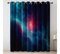 Tende Nebulosa del cielo stellato dell'universo oscuranti con stampa con occhielli, isolamento termico, per proteggere la privac 140L x 175A cm (2 Pannelli) per cucinaRosso Blu