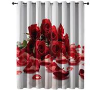 Tende Occhielli, Petali di rose rosse romanticismo Tenda Camera da Letto Soggiorno Finestre Casa, Rosso Bianco Tende Stampate con Anelli, 140L x 260A cm (2 Pannelli)