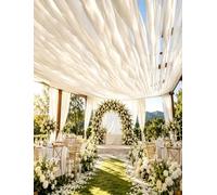 Tende ondulata for pergola, decorazione esterna, 10 pezzi | Tessuto leggero e fluido; ideale for terrazze e pergole; decorazione for matrimoni e spiagge;(Beige,40x900cm)