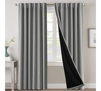 Tende oscuranti 100% a 2 pannelli, blocco della luce, isolamento termico, tende per camera da letto, soggiorno, tasca posteriore con passanti per asta, con fodera nera
