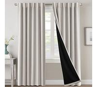 Tende oscuranti 100% a 2 pannelli, blocco della luce, isolamento termico, tende per camera da letto, soggiorno, tasca posteriore con passanti per asta, con fodera nera