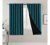 Tende oscuranti 100% a 2 pannelli, blocco della luce, isolamento termico, tende per camera da letto, soggiorno, tasca posteriore con passanti per asta, con fodera nera