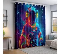 Tende Oscuranti 117 L x 183 A cm (2 Pannelli), Fantasy Spazio Astronauta Stampa Tende con Occhielli - Termici Isolate Anti Uv Opache Tendaggi per Soggiorno Camera da Letto Blu