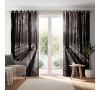Tende Oscuranti 117L x 183A cm 2 Pannelli con Occhielli, Fotografia Natura Tranquillità Sole Foresta Tende Stampate per Camera da Letto - Tenda da Soggiorno con Isolamento Termico Grigio