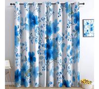 Tende Oscuranti 140L x 160A cm Protezione dal freddo Tende con Asole Modello, Per camera dei bambini ragazze, Moderno Retrò Minimalista Floreale Arte per Interni Soggiorno e Camera da Letto Azzurro