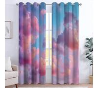 Tende oscuranti 140L x 160A cm, Tenda termiche per risparmio energetico e riduzione del rumore, design moderno ed elegante, camera da letto o porta interna, Retro Nuvole Cielo Natura Fantasia Rosa