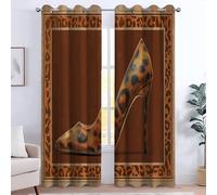 Tende oscuranti 140L x 160A cm, Tenda termiche per risparmio energetico e riduzione del rumore, design moderno ed elegante, camera da letto o porta, Stampa Leopardata Tacchi Alti Moda Donna Bordo