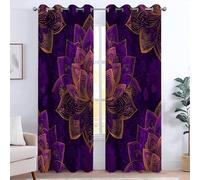Tende oscuranti 140L x 160A cm, Tenda termiche per risparmio energetico e riduzione del rumore, design moderno ed elegante, camera da letto o porta interna, Loto Mandala Mistero Arte Modello Viola