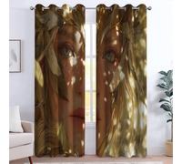 Tende oscuranti 140L x 160A cm, Tenda termiche per risparmio energetico riduzione rumore, design moderno elegante, camera da letto o porta interna, Piume Foglie Copricapo Foglie Capelli Biondi