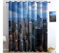 Tende Oscuranti 183L x 214A cm Protezione dal freddo Tende con Asole Modello, Per camera dei bambini ragazze, Moderno Città Strada Fotografia Architettura per Interni Soggiorno e Camera da Letto Blu