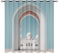 Tende Oscuranti 2 Pannelli 91.5L x 214A cm, Architettura Esotica Anti-sbiadimento Tenda Occhielli Per Soggiorno, Blu Decor Tende Lsolanti Interni per Ragazzo Ragazza Camera da Letto