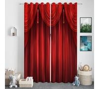Tende Oscuranti 2 Pannelli con Anelli Occhielli Tenda Stampate Sipario rosso del teatro, Termiche Oscuranti Isolanti per Finestre Camera da Letto Soggiorno 280 x 260 cm,