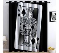 Tende Oscuranti 2 Pezzi Carte Da Gioco In Bianco E Nero L150 x A280 cm Tenda Oscurante Opache per Soggiorno Camera Da Letto, Tende Stampate per la Stanza dei Bambini