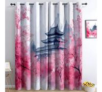 Tende Oscuranti 2 Pezzi Fiori Architettura Montagne L140 x A180 cm Tende Camera Da Letto Moderna Con Occhielli, Tenda Termica Isolante, Stampa 3D Tenda Per Soggiorno Cameretta
