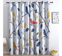 Tende Oscuranti 2 Pezzi Foglie Semplici Uccello L140 x A180 cm Tenda Oscurante Opache per Soggiorno Camera Da Letto, Tende Stampate per la Stanza dei Bambini