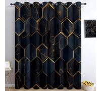 Tende Oscuranti 2 Pezzi Marmo Geometrico Nero E Grigio L110 x A215 cm Tenda Oscurante Opache per Soggiorno Camera Da Letto, Tende Stampate per la Stanza dei Bambini