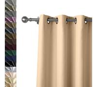 Tende oscuranti 230 x 190 cm, 100% poliestere, finitura satinata, resistenti al calore, con occhielli, con laccetti, ideali per cucina e camera da letto, decorazione per la casa beige