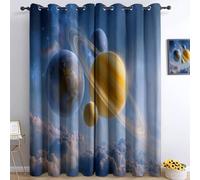 Tende Oscuranti 280L x 260A cm Protezione dal freddo Tende con Asole Modello, Per camera dei bambini ragazze, Universo Cielo Stellato Pianeti Corpi Celesti per Interni Soggiorno e Camera da Letto Blu