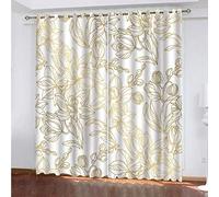 Tende Oscuranti 3D Motivo L'Arte Dei Fiori D'Oro Tenda Occhielli Da Interni Camera Da Letto Soggiorno 160x200Cm Moderne Cameretta Bambini, Ufficio Albergo Tenda Decorativa 2 Pannelli