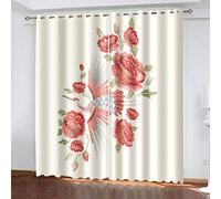Tende oscuranti 3D per camera da letto, fiori rossi, gru, animali, 67 x 79 pollici, tenda super morbida con occhielli, isolamento termico, trattamento per finestre, tende oscuranti per soggiorno, came
