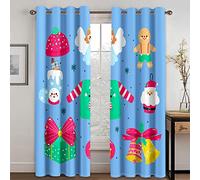Tende oscuranti 3D per camera da letto, regalo di Natale blu, omino di pan di zenzero, 92 x 91 pollici, tenda super morbida con occhielli, isolamento termico, tende oscuranti per soggiorno, camera dei