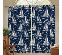 Tende oscuranti a forma di barca a vela, con delfini costieri, nuvole, estive, senza pieghe, per camera da letto e soggiorno, decorazione per finestre, 106 x 114 cm