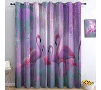 Tende Oscuranti a Pannelli per Interno con Anelli 2 Pezzi 75 x 166 cm, Sogno Fenicottero Foresta Magica ermiche Oscuranti Isolanti per Finestre Soggiorno Camera da Letto, Rosa