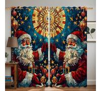 Tende oscuranti a tema Babbo Natale, decorazioni natalizie con stelle rosse, isolate termicamente, per appartamento, soggiorno, camera da letto, 132 x 183 cm