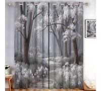 Tende Oscuranti Alberi Della Foresta Un'Atmosfera Da Sogno Nella Foresta 2 Pezzi Con Occhielli Per La Camera Da Letto, Il Soggiorno E La Sala Da Pranzo, Grigio, 140L X 200A Cm