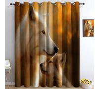 Tende oscuranti beige per camera da letto e soggiorno, larghezza 167,6 cm x lunghezza 182,9 cm, animali lupi e cuccioli, tenda termica con occhielli, oscurante, riduzione del rumore, finestra a goccia