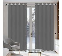 Tende Oscuranti Camera da Letto 160 x 270 cm Poliestere Resistente, Termica Isolante Tende Cucina, Soggiorno per Porta Finestra, Decorazione e Divisorio Stanze, Grigio Scuro