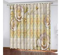 Tende Oscuranti Camera Da Letto Bambini Con Occhielli 2 Pannelli Stampati 3D Fiori Bianchi In Rilievo Moderne 200x200Cm Tenda Oscurante Termica Isolante Per Camera Da Letto Soggiorno Cucina